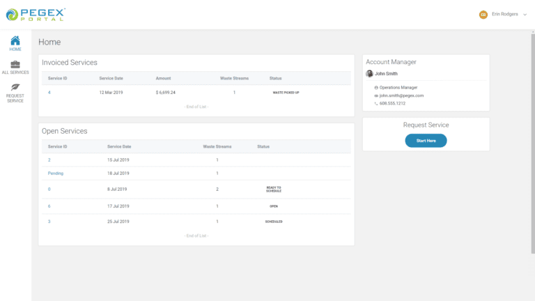 PegEx Portal Home