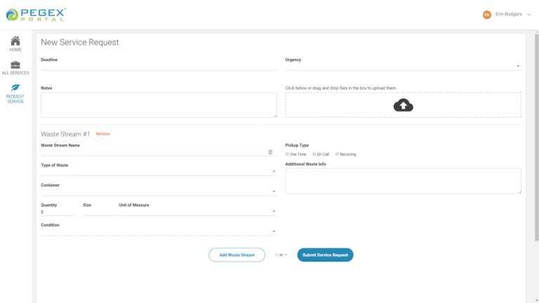 PegEx Portal Service Request